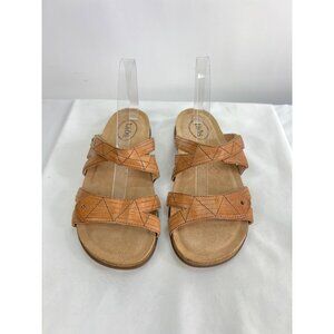 Taos Womens Leather Adjustable Strap Sandals US 10 Brown Slip-On Comfort Footbed